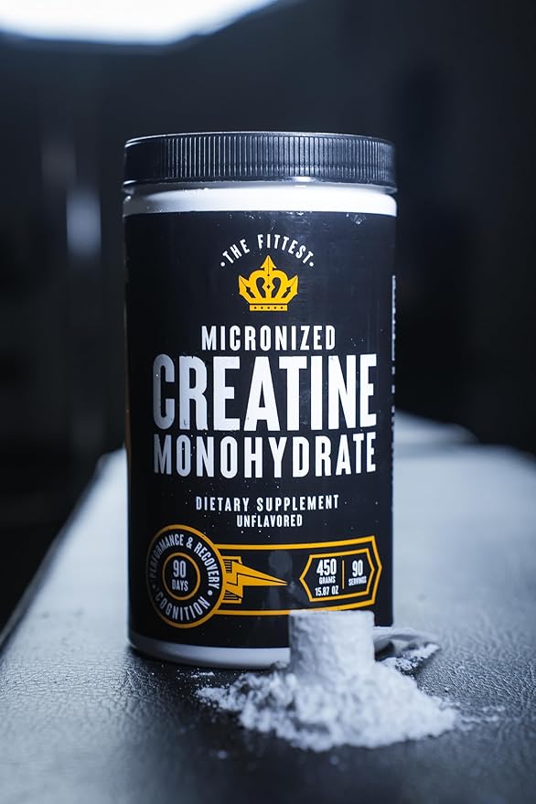The Fittest Creatine Monohydrate Powder – Unflavored, Pure 100% Micronized Creatine Monohydrate – Muscle Strength, Focus, Power & Recovery Support