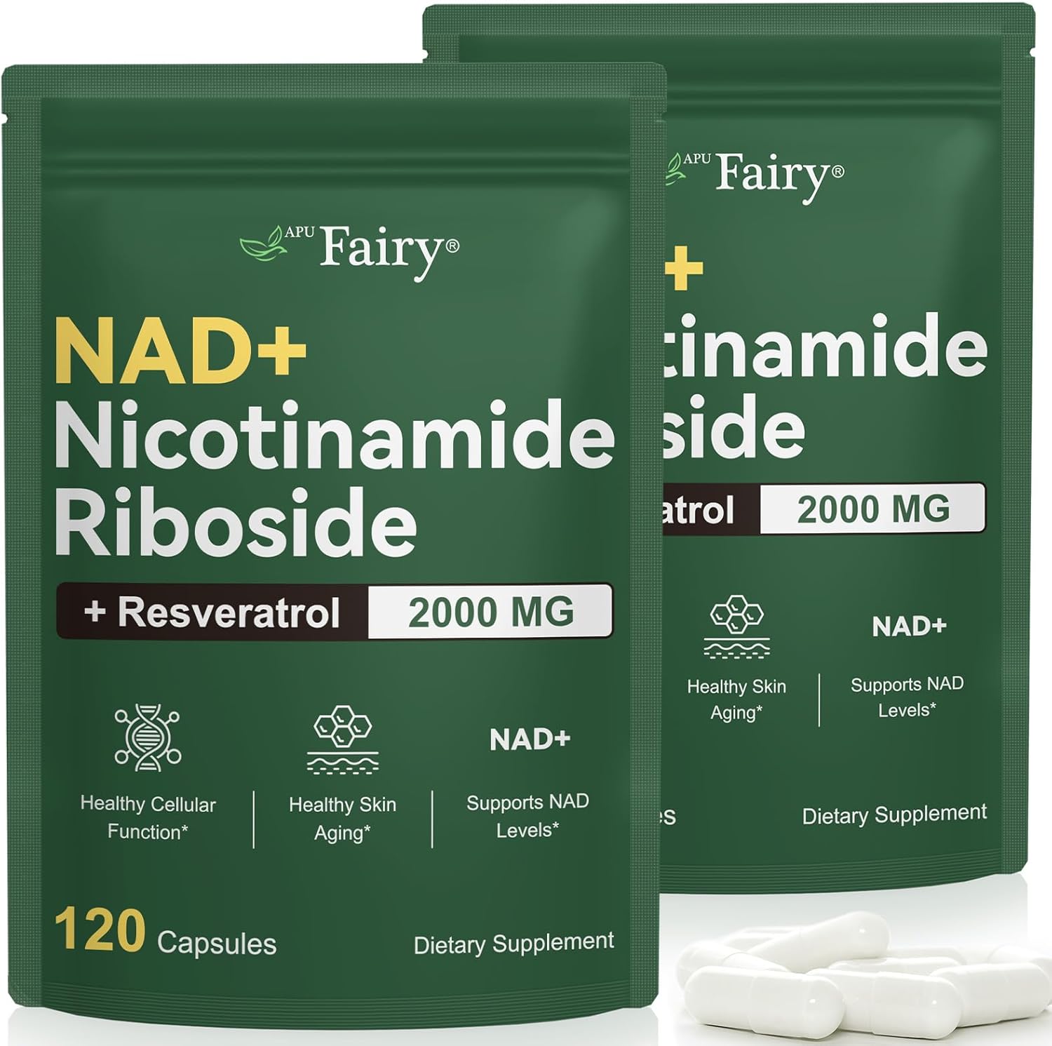 NAD Supplement,NAD Nicotinamide Riboside,Extra Strength NAD Alternative Liposomal,Boost NAD & Resveratrol + for Women & Men,Energy Anti-Aging,Cell Regeneration,120 Capsules sack-240