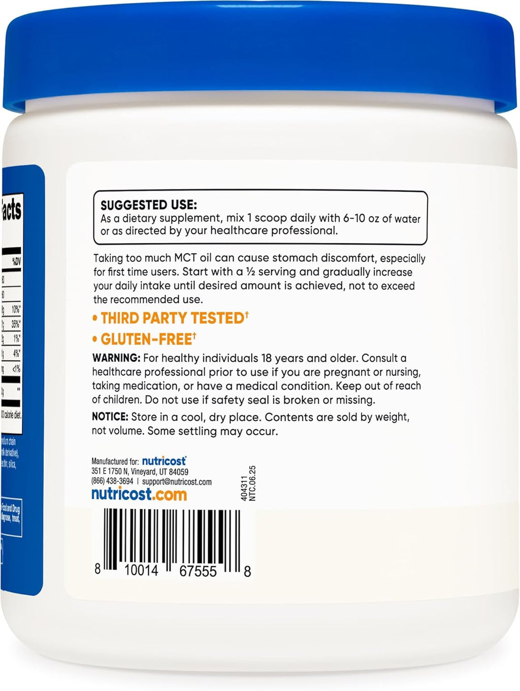 Nutricost C8 MCT Oil Powder 23 Servings (8oz) - 95% C8 MCT Oil Powder