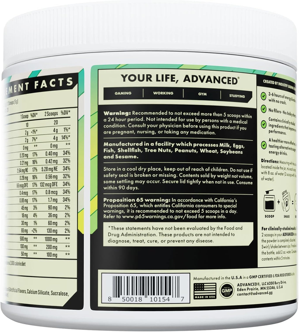 Advanced Energy Boosting Formula with Electrolytes for Hydration - L-Theanine to Combat Jitters Sugar Free & Keto Friendly No Maltodextrin (40 Servings) (Melon Cream Pop)