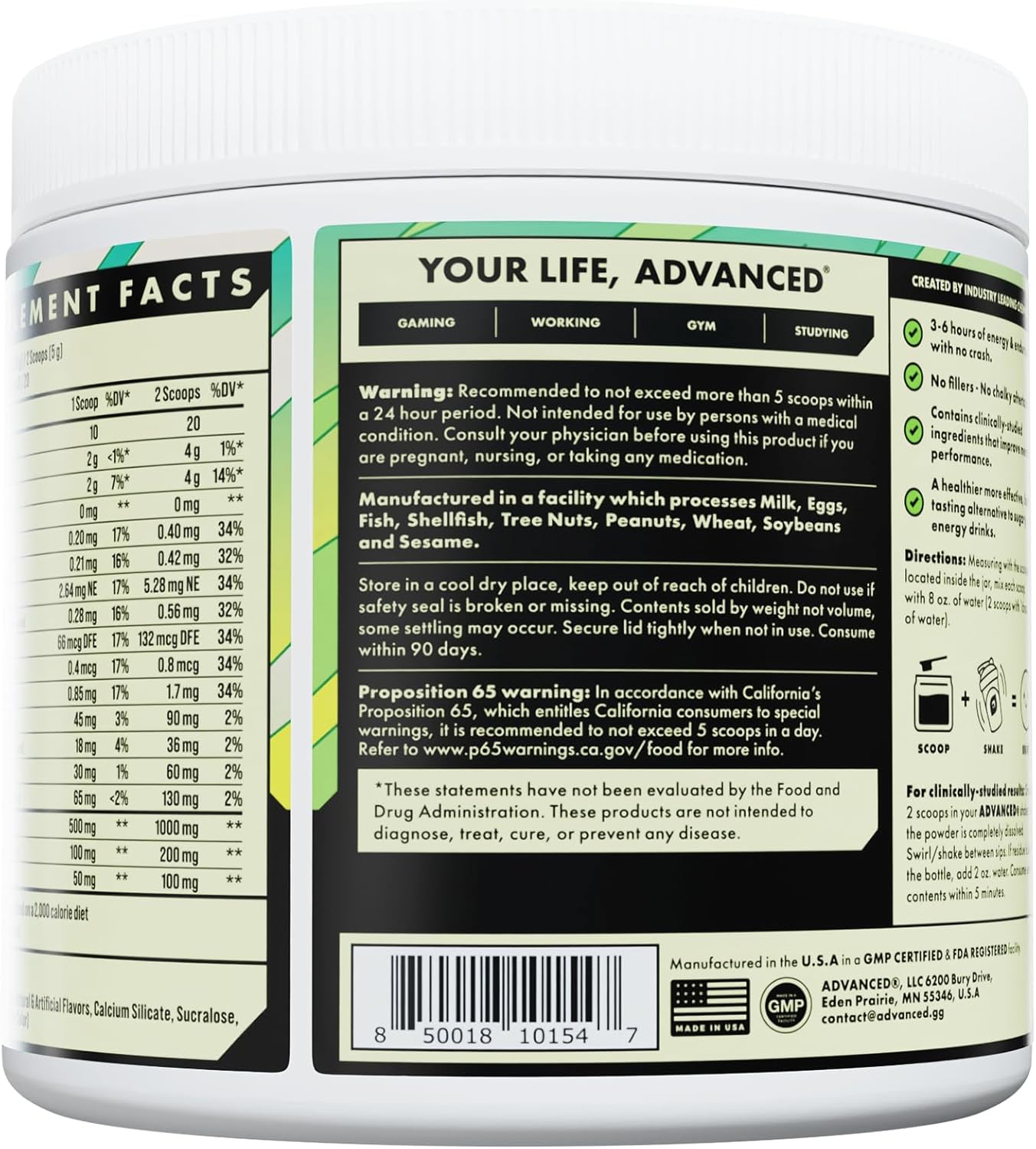 Advanced Energy Boosting Formula with Electrolytes for Hydration - L-Theanine to Combat Jitters Sugar Free & Keto Friendly No Maltodextrin (40 Servings) (Melon Cream Pop)