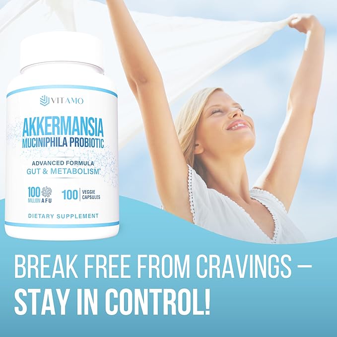 Vitamo Akkermansia Muciniphila Probiotic Supplement - 100 Million AFU, GLP-1 Activator for Weight Loss Support - Metabolic & Digestive Health for Men & Women – Made in USA – 100 Capsules
