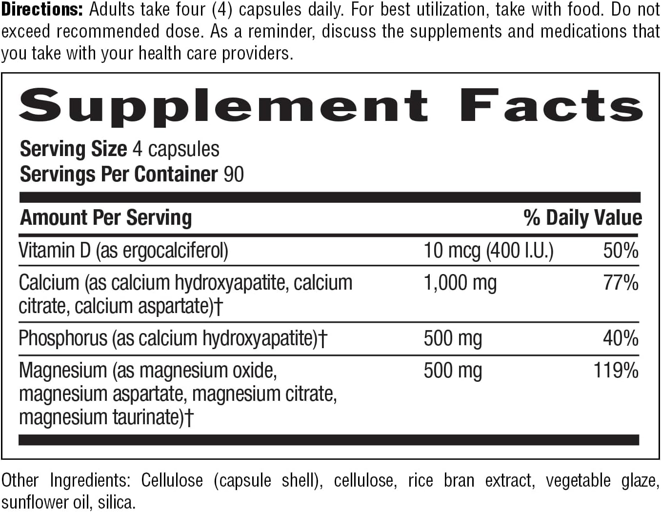 Country Life Target-Mins Calcium Magnesium with Vitamin D-Complex, 1000mg/500mg/10mcg, 360 Vegan Capsules, Certified Gluten Free, Certified Vegan, Verified Non-GMO Verified…