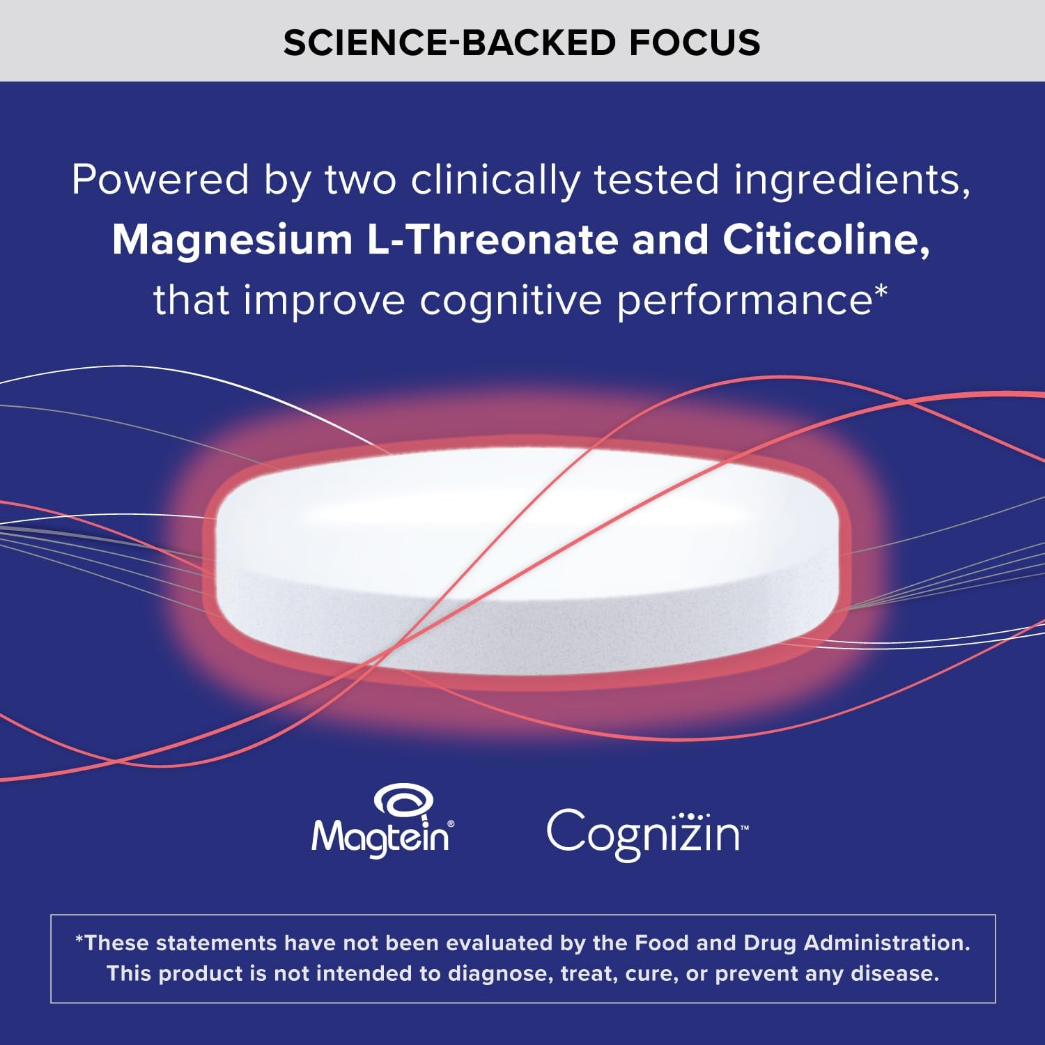 Qunol Brain Health Focus Plus, Magnesium L-Threonate & Citicoline, Clinically Tested Ingredients to Improve Focus, Attention and Productivity, 60 Count (Pack of 1)