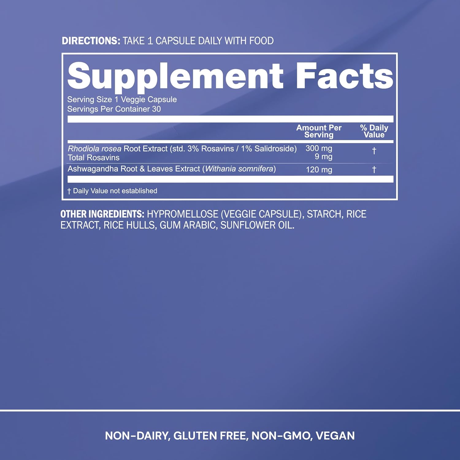 Blueprint Bryan Johnson Ashwagandha & Rhodiola Supplement – 120mg Ashwagandha + Rhodiola Root – Daily Adaptogen Capsules for Stress Support, Mood Balance, Energy & Focus – 30 Vegan Capsules