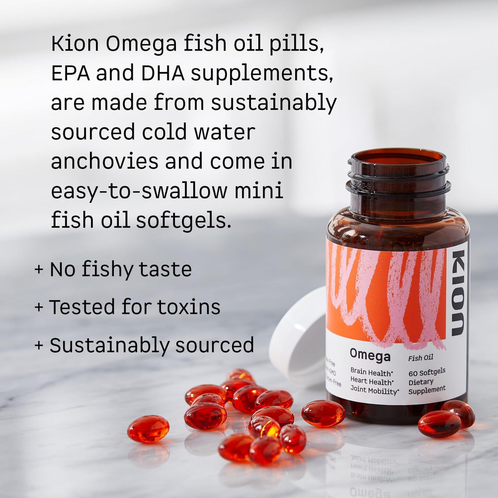 Kion Omega - Omega 3 Fatty Acid Supplements - DHA Supplements - Mini Fish Oil Softgels - Omega 3 DHA EPA Fish Oil Pills - Fish Oil 1,000 mg - 30 Servings