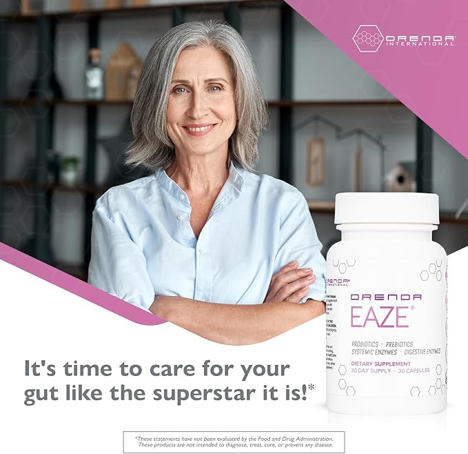 Orenda Eaze®: Gut Wellness Capsules | 6-in-1 Digestive Support with Probiotics, Endospores, Peptizyme-SP EN, Prebiotics, and Digestive Enzymes - Elevate Your Gut Health Today - 30 Capsules