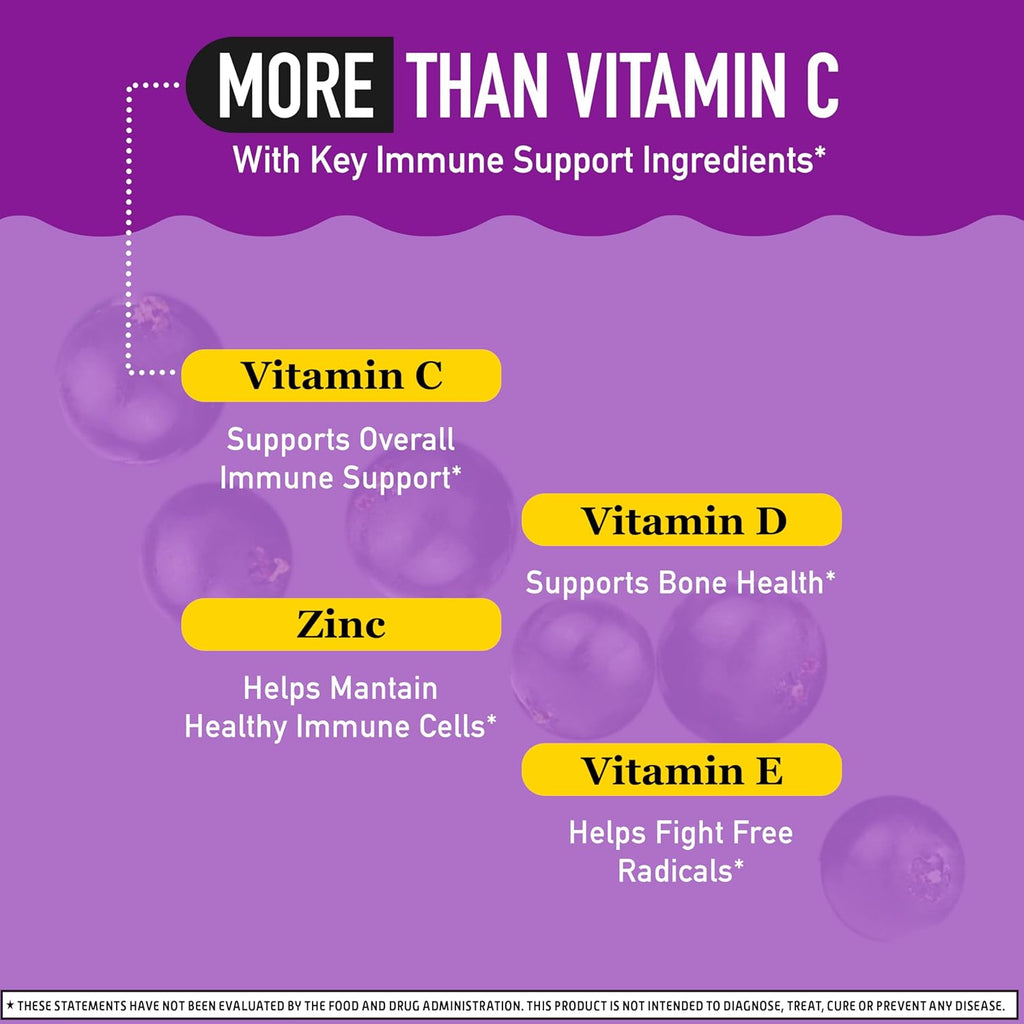 Airborne Elderberry + Zinc & Vitamin C Gummies For Adults, Immune Support Vitamin D & Zinc Gummies With Powerful Antioxidant Vitamins C D & E - 50 Gummies, Elderberry Flavor