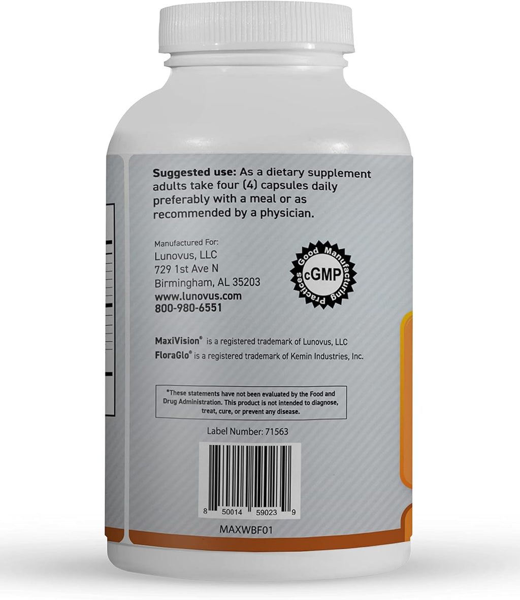 MaxiVision® AREDS 2 Whole Body Formula - AREDS 2 Eye Vitamins w/Lutein and Zeaxanthin - for Macular Support - Eye Supplements for Eye Strain - 120 Capsules Count, 1 Bottle