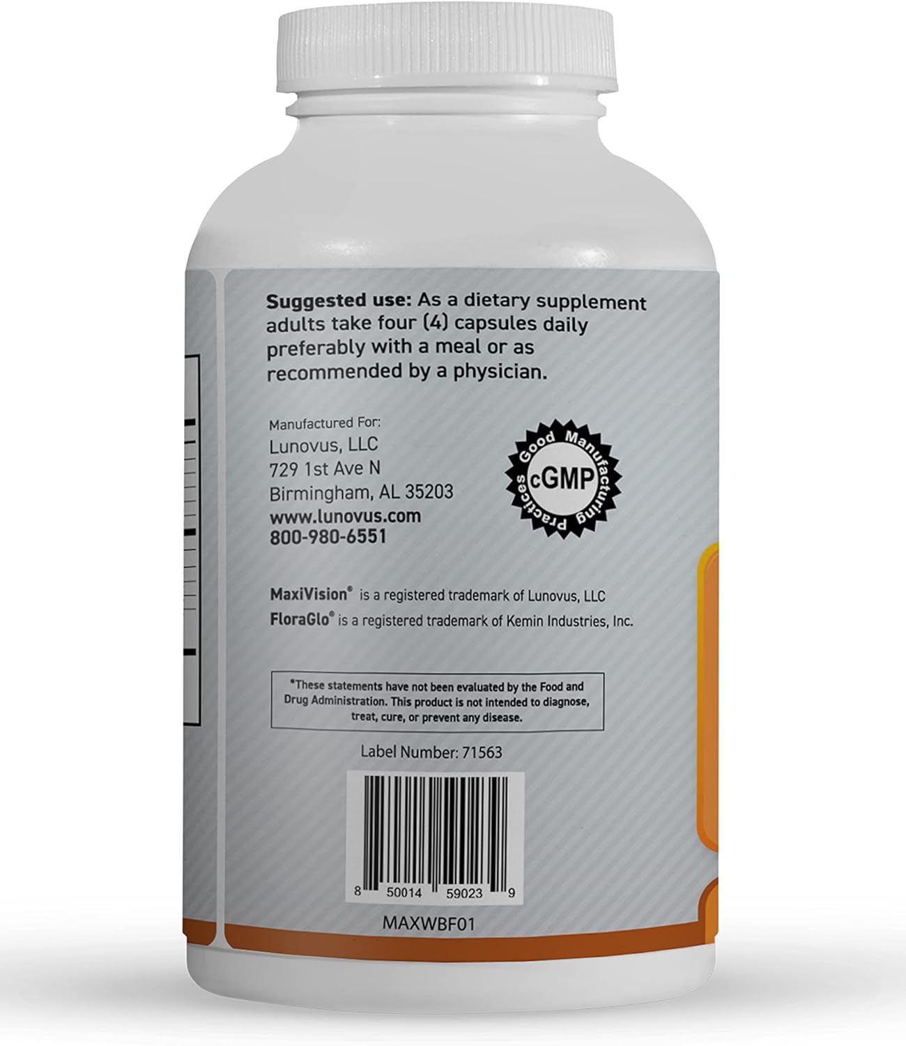 MaxiVision® AREDS 2 Whole Body Formula - AREDS 2 Eye Vitamins w/Lutein and Zeaxanthin - for Macular Support - Eye Supplements for Eye Strain - 120 Capsules Count, 1 Bottle
