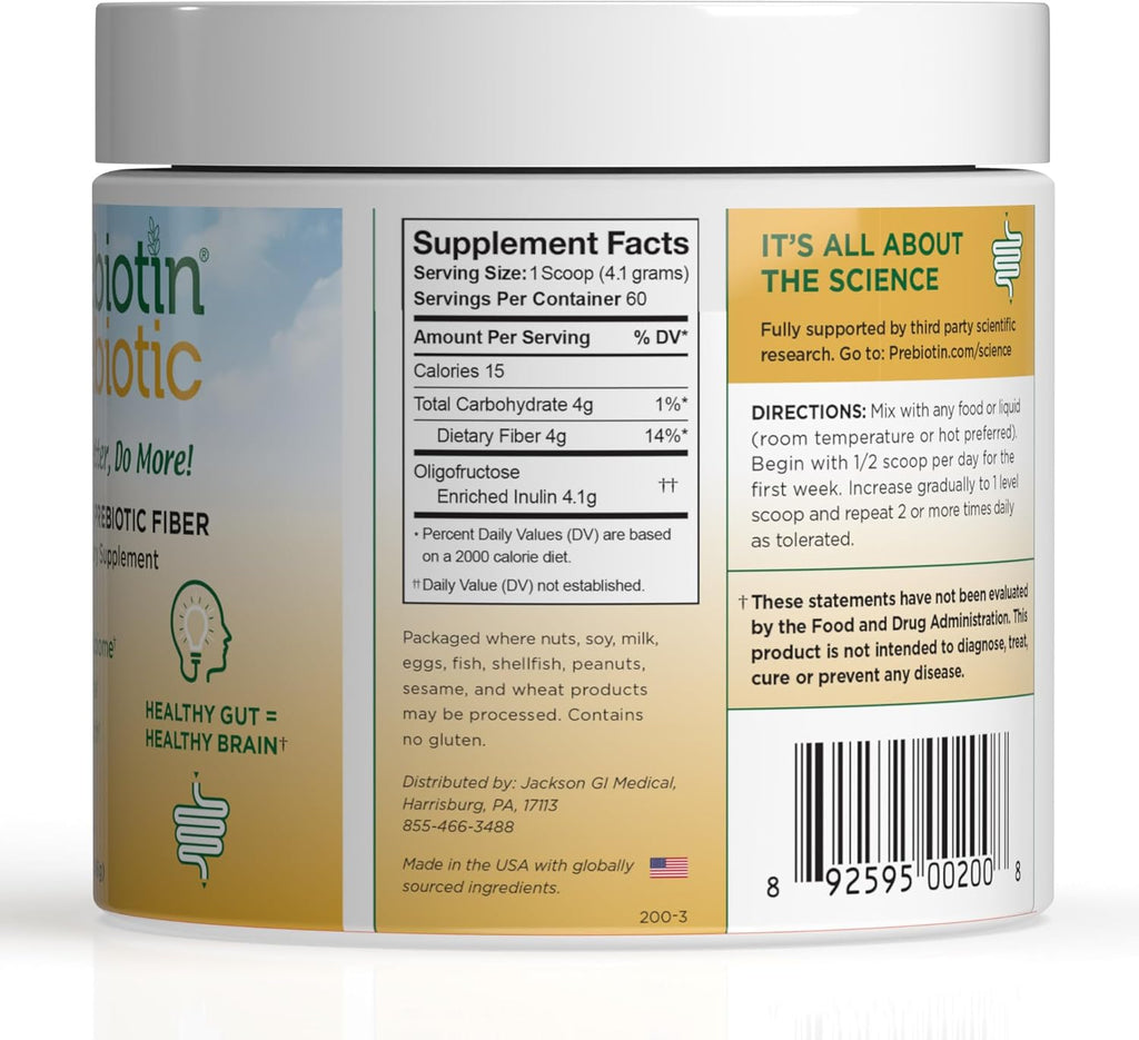 Prebiotin Prebiotic Fiber Supplement Powder – 8.68 oz – Supports Digestive Health & Weight Management – High Fiber, Boosts Probiotics, Reduces Hunger – All-Natural, Gluten-Free