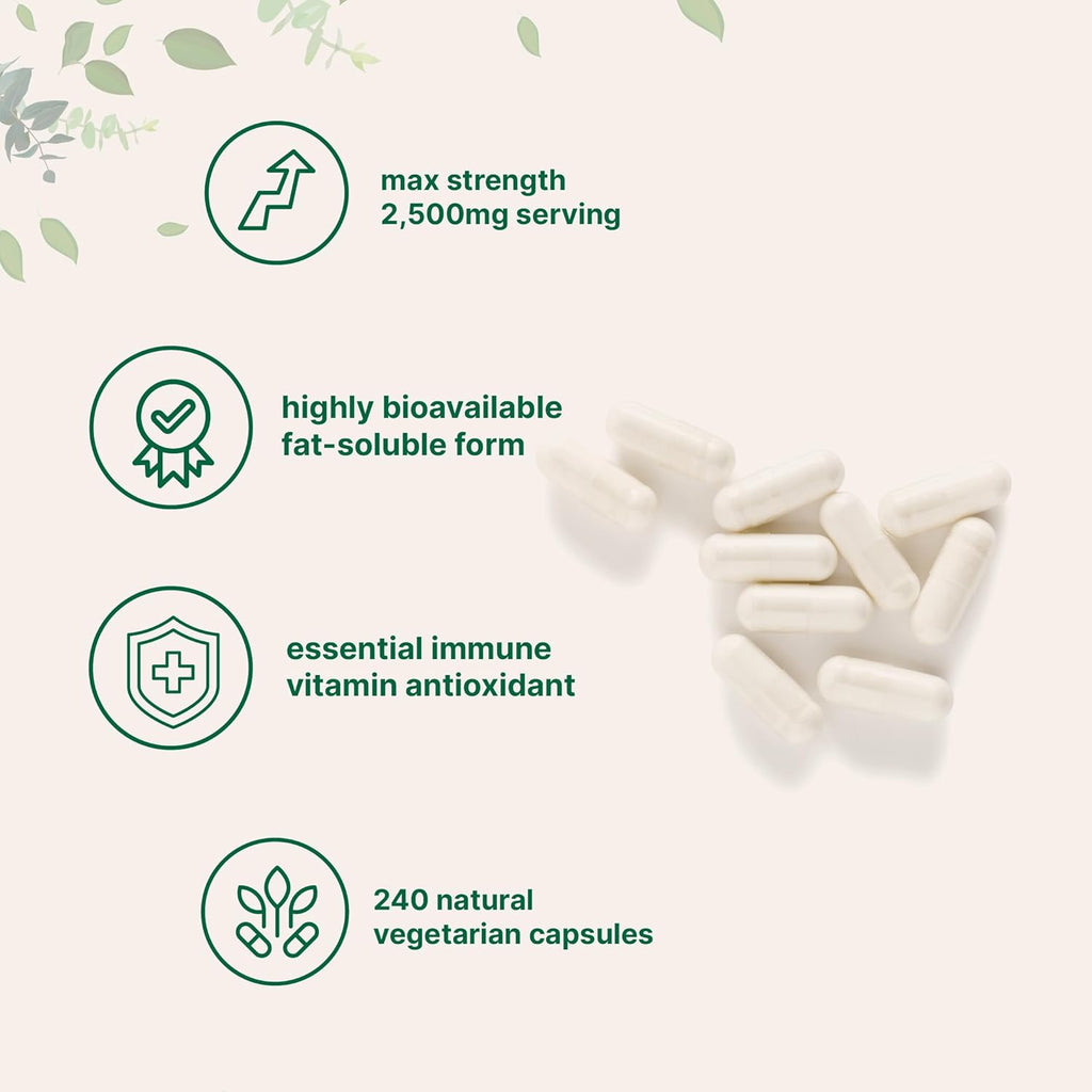 Liposomal Vitamin C 2,500mg, 240 Veggie Capsules | Highly Bioavailable Fat Soluble Form | Immune Support & Antioxidant Supplement | Liposomal Delivery for Superior Absorption | Non-GMO, Gluten Free