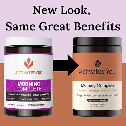 ACTIVATEDYOU Morning Complete Super Greens Powder Drink Mix - Gut Health Boost with Prebiotics, Probiotics, & Antioxidants - 10 Billion CFUs, Mixed Berry Flavor - Greens Superfood Powder - 3 Pack