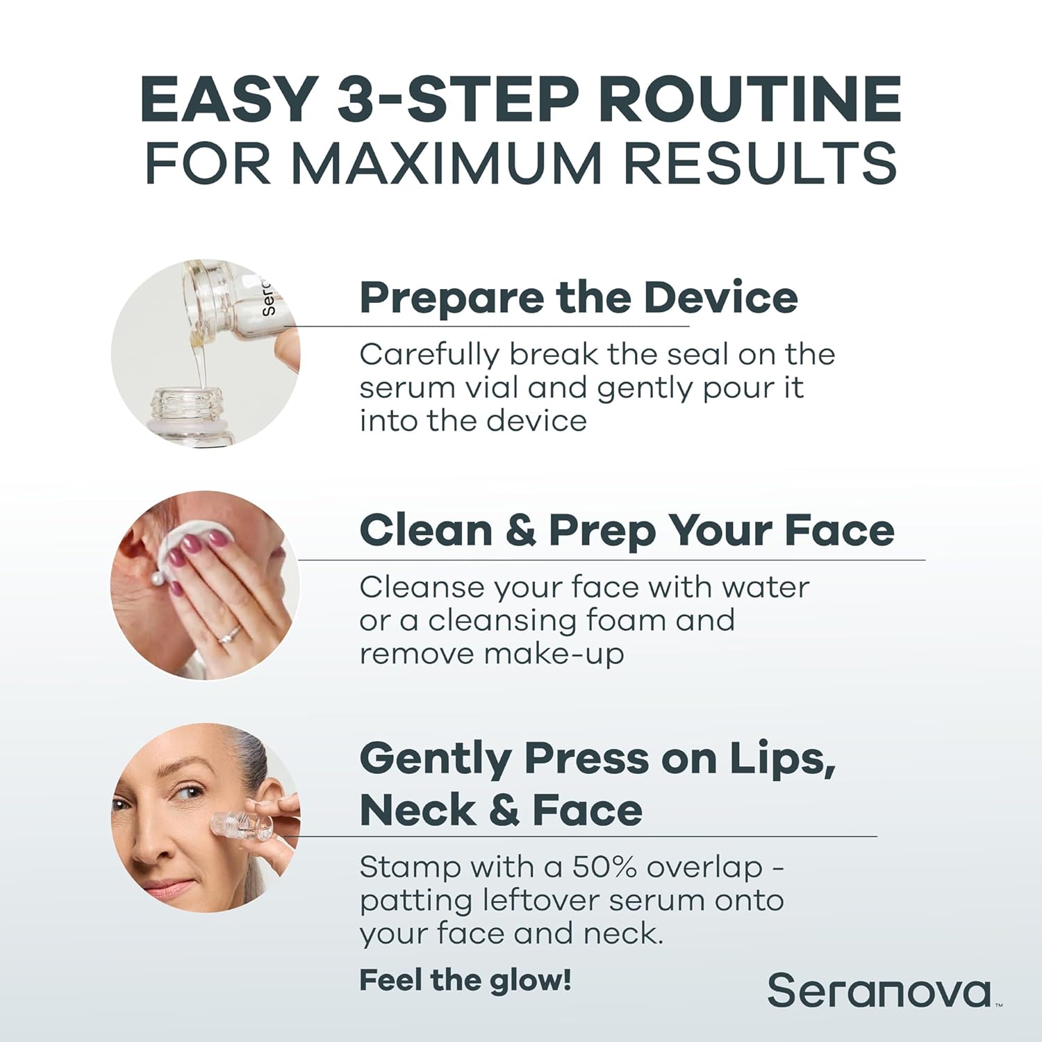 Seranova - Micro Infusion for Skin Care – with Collagen Peptides & Hyaluronic Acid, Face Serum and Stamp 0.05mm - 2 Month Supply