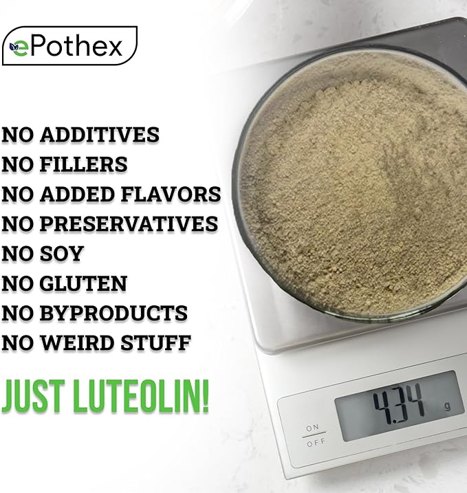 ePothex Pure Luteolin Powder 24 Grams, Brain and Nervous System Support, Promotes Immune Functionality, Maximum Absorption