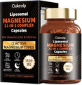 21 in 1 Liposomal 12 Active Types Magnesium Complex 1400mg (Glycinate,Citrate,Malate etc) Capsule -with Vitamin D3, B6, B12, Ashwagandha & CoQ10 for Adult-Support Relaxation,Muscle & Heart