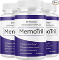 (3 Pack) Memotril Capsules - Official Memo Tril Advanced Brain Health Supplement Support, All Natural Formula Vitamins for Overall Health & Wellness - 180 Capsules for 3 Months