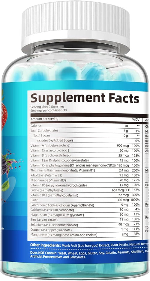 2-Pack Multivitamin for Men, Mens Multivitamins Gummies w/Omega-3, Probiotics, Inositol, Folate, Male Support Blend, Vitamins A, C, D, E, B - Support Heart, Brain, Muscle, Energy, Sugar-Free