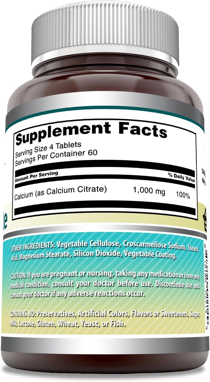 Amazing Formulas Calcium Citrate Supplement | 1000 Mg | Tablets | Non-GMO | Gluten Free | Made in USA (1 Pack, 240 Count)