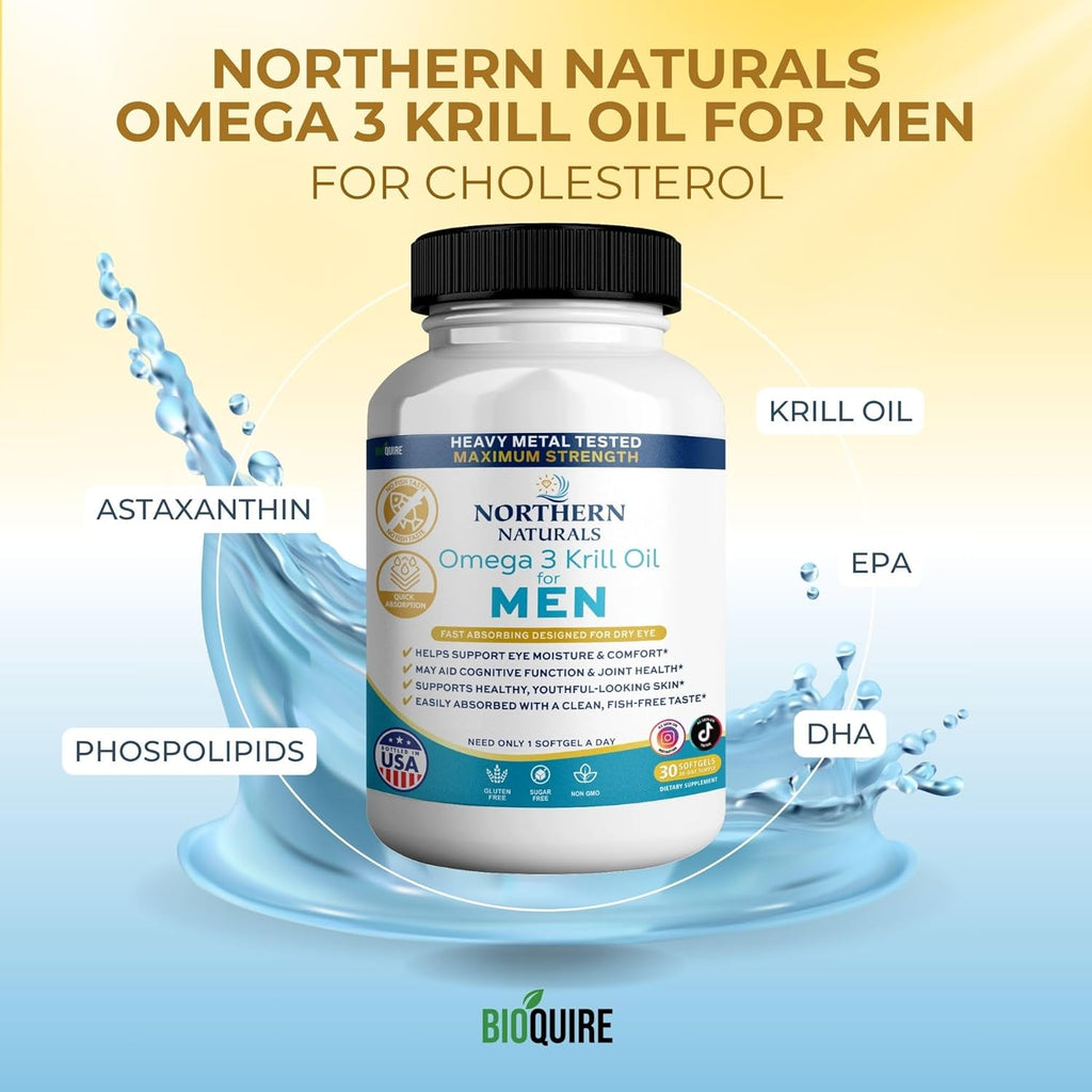 Northern Naturals Omega 3 Krill Oil for Men, 500mg, 30 Softgels, Fish-Free Taste, Supports Eye, Brain and Joint Health (2)
