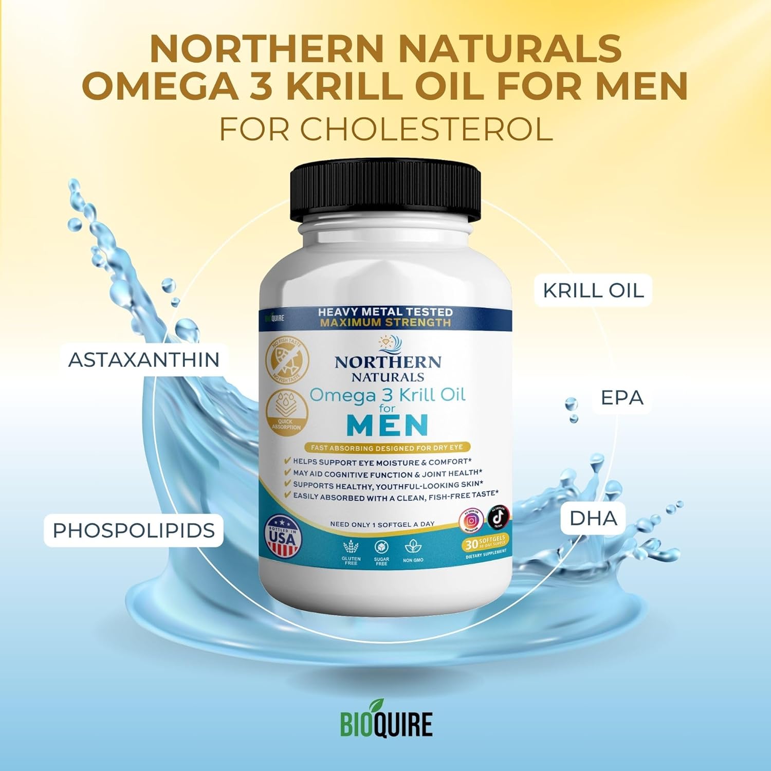 Northern Naturals Omega 3 Krill Oil for Men, 500mg, 30 Softgels, Fish-Free Taste, Supports Eye, Brain and Joint Health (3)