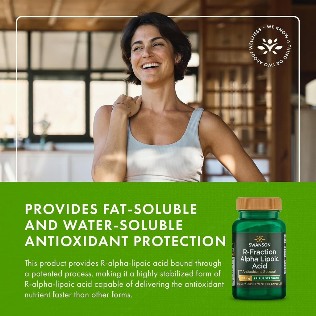 Swanson Triple Strength R-Fraction Alpha Lipoic Acid - Promotes Healthy Blood Pressure & Delivers Essential Nutrients - (30 Capsules, 300mg Each)
