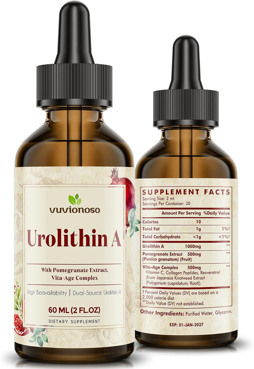 Urolithin A 2000mg Liquid Drops - 60ml (2 Fl Oz)