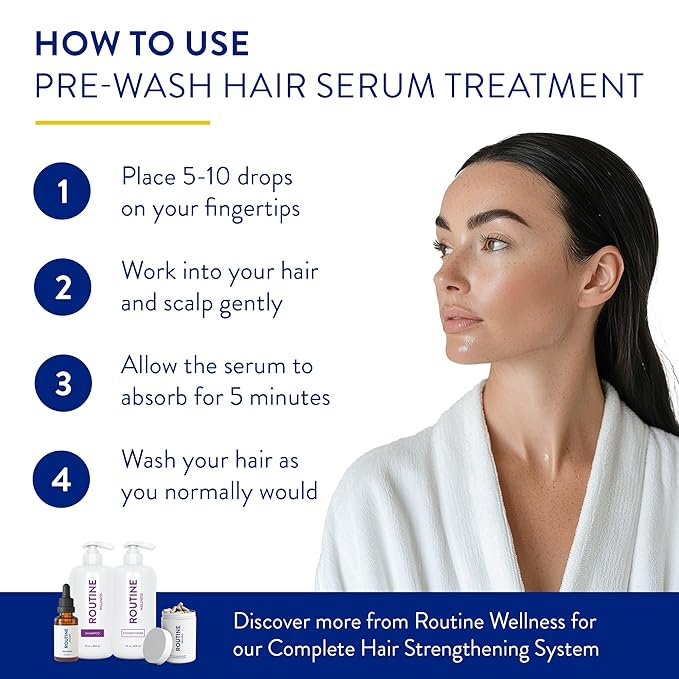 Routine Wellness Hair Treatment Serum for Thinning Hair - Plant-Based Rosemary, Tea Tree & Argan Oils Blend for Strength, Shine & Softer Hair - Clean Ingredients, All Hair Types - 30ml (Pack of 2)