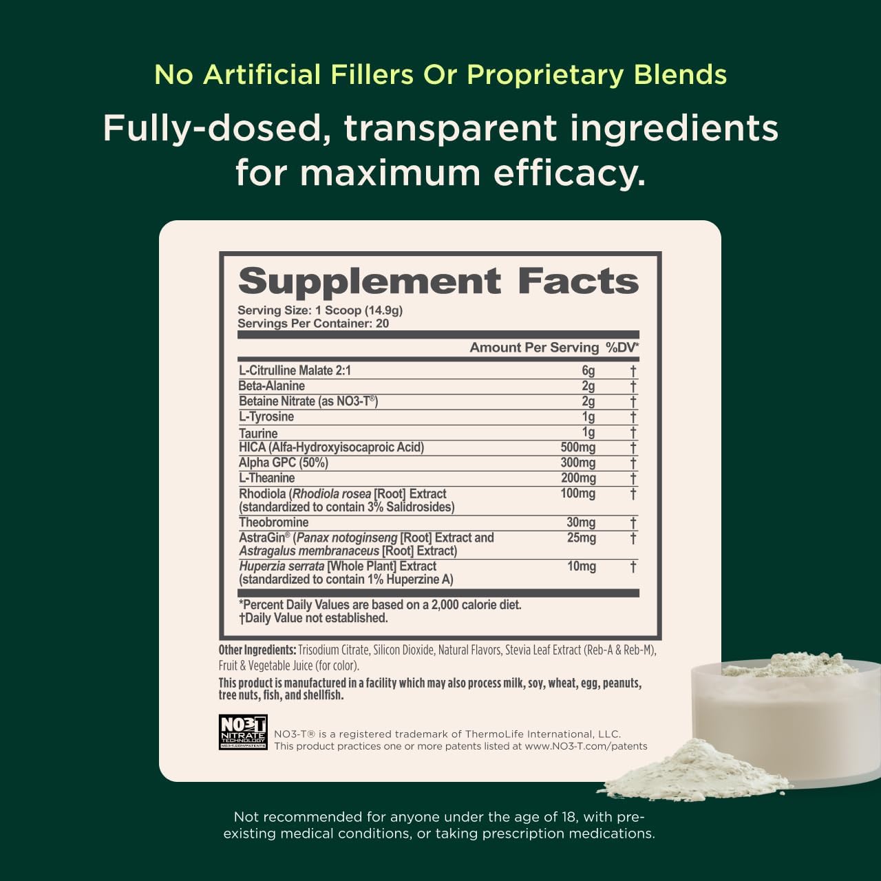 The Genius Brand Genius Pre - Clean Pre-Workout Powder for Energy, Focus & Fitness Support - No Artificial Flavors, Preservatives, or Proprietary Blends - Non-GMO - 20 Servings - Sour Cherry