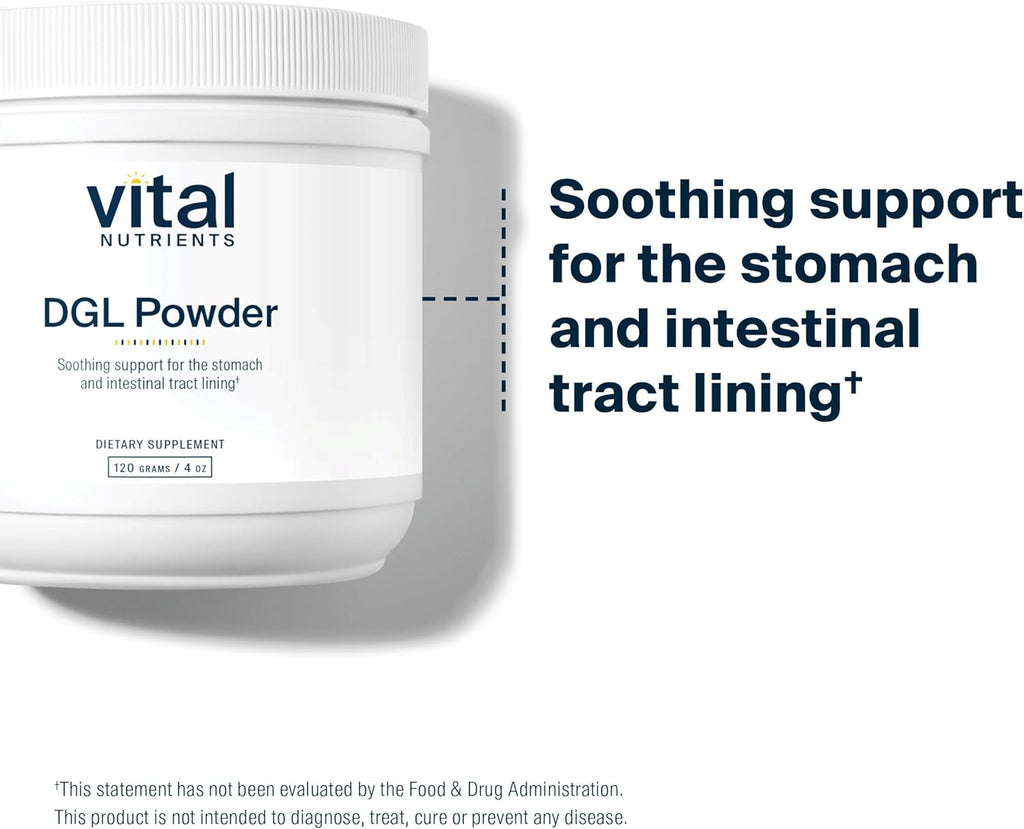 Vital Nutrients DGL Powder | Vegan DGL Licorice Root Extract to Support Healthy Stomach Lining and Digestive Tract* | Gluten, Dairy, Soy Free | Non-GMO | 120g
