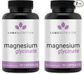Luma Nutrition Magnesium Glycinate 1000mg - Support Stress, Sleep, Nerve & Muscle Health - 500mg Pure Magnesium Supplement Capsules - Chelated for High Absorption - 60 Veggie Capsules (Pack of 2)