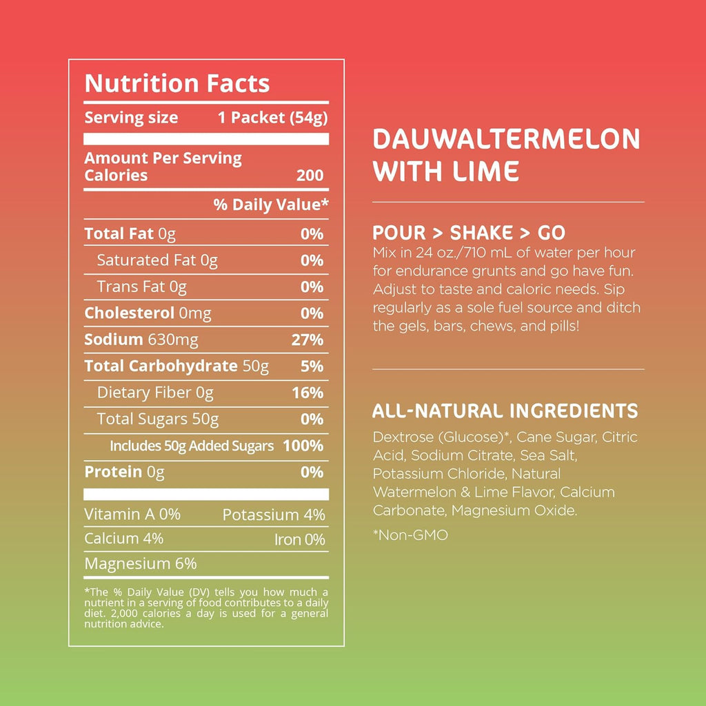 Tailwind Nutrition Endurance Fuel, Grab-and-Go Sports Drink Powder Mix with Electrolytes, Non-GMO, Free of Soy, Dairy, and Gluten, Vegan-Friendly, Dauwaltermelon, Pack of 12