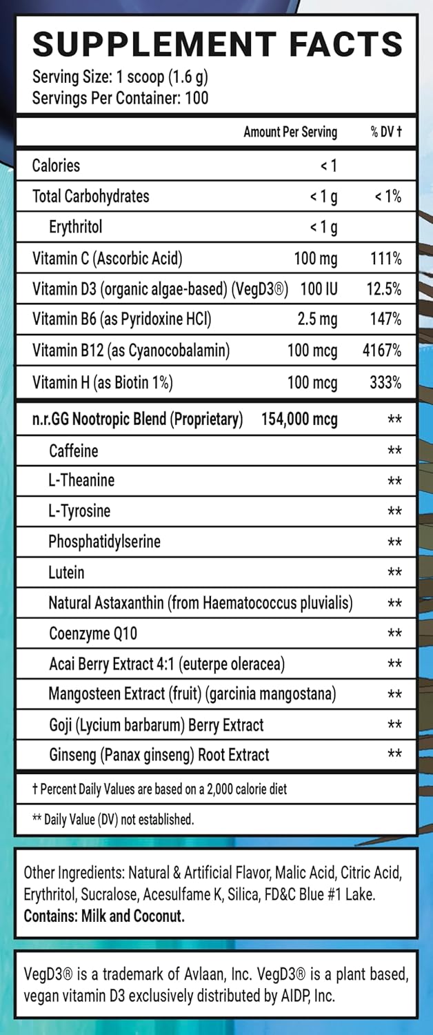 Gamer Supps, Blo'hole Blast (100 Servings) - Keto Friendly Gaming Energy and Nootropic, Sugar Free Caffeine + Vitamins, Powder Drink