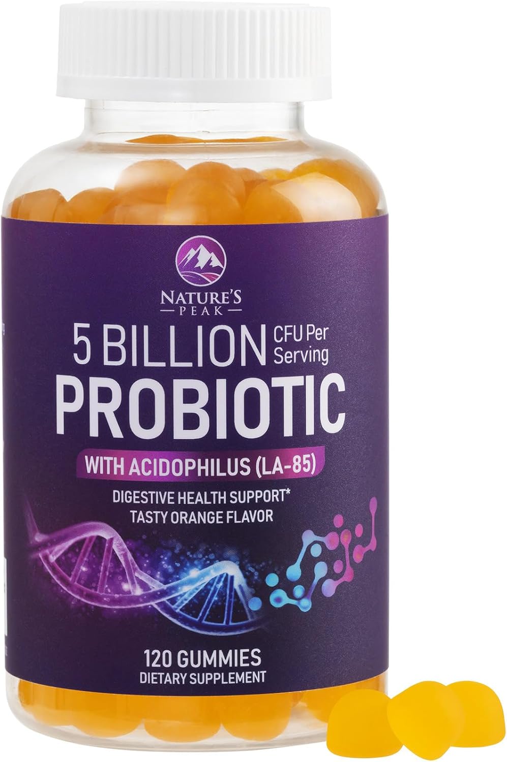 Probiotic Gummies 5 Billion CFU - Top 6 Pro Biotic Strains - Daily Probiotic Gummy Supplement for Women, Men & Teens - Natural Digestive Health, “Good” Gut & Immune Support - Orange Flavor - 120 Count
