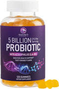 Probiotic Gummies 5 Billion CFU - Top 6 Pro Biotic Strains - Daily Probiotic Gummy Supplement for Women, Men & Teens - Natural Digestive Health, “Good” Gut & Immune Support - Orange Flavor - 120 Count