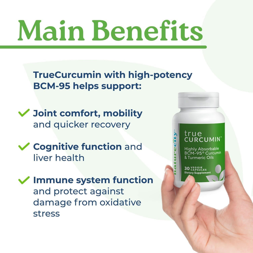 NatureCity True-Curcumin Turmeric Supplement | Non-GMO Tumeric and Curcumin 500mg Curcuma Capsules Vitamin Supplements | Up to 700% Increase in Absorption (60 Day Supply) | Supports Joints