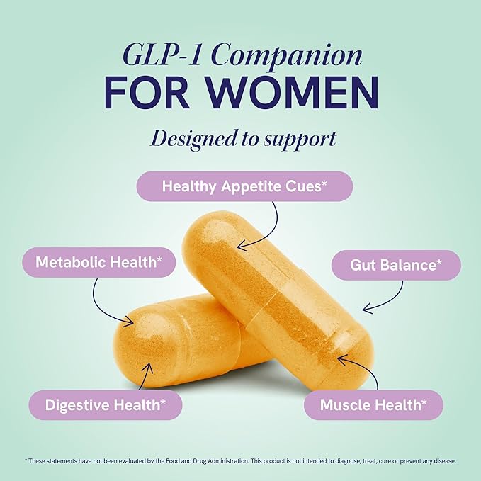 GLP-1 Support for Women | Nutritional Support with Probiotics, Berberine, Cinnamon & More | GLP 1 Supplement for Healthy GLP1 Activity, Digestive Health & Metabolic Balance | Non-GMO | 60 Ct.