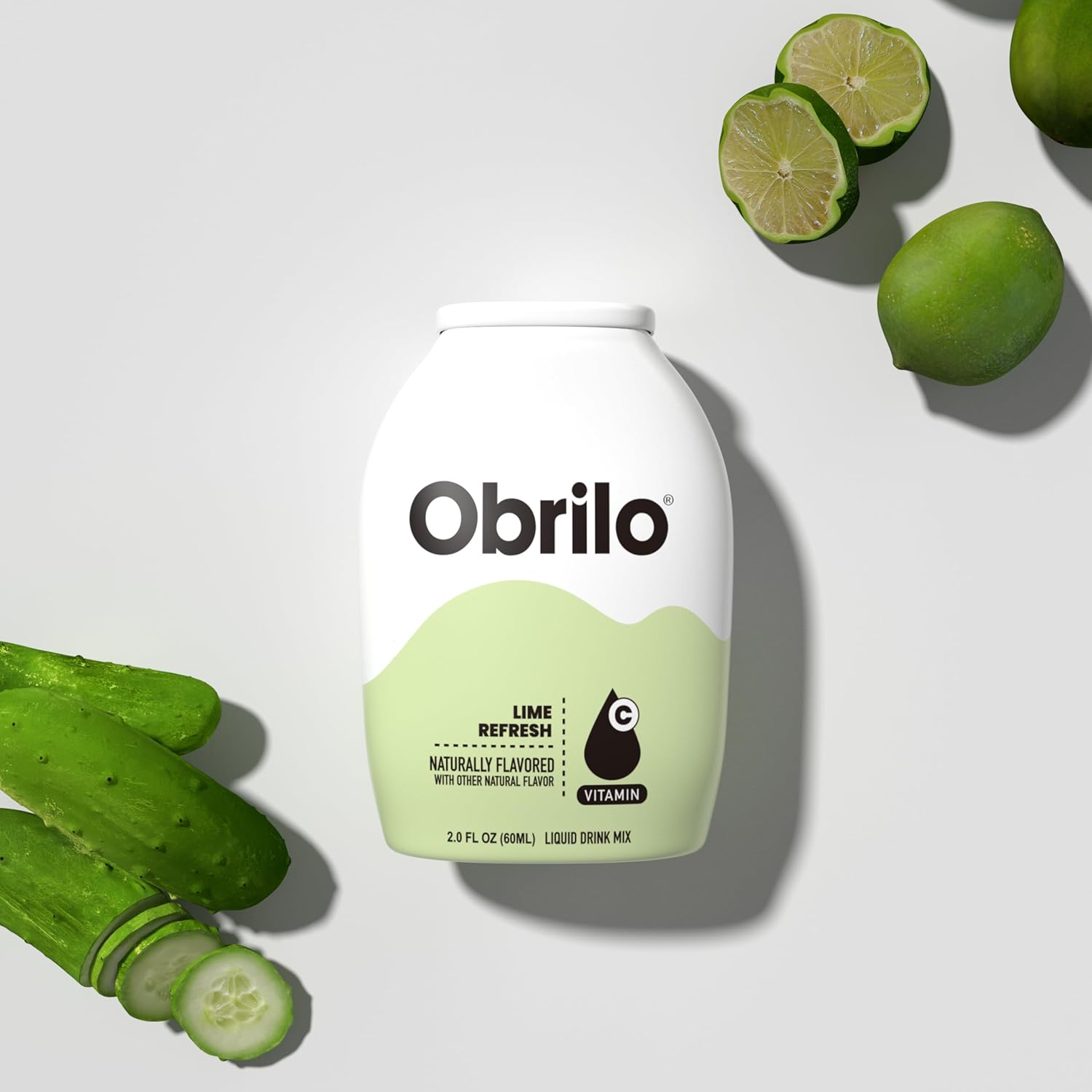 Obrilo Water Enhancer Liquid Flavoring Drops - ZERO Sugar/Calorie, Dye Free, Naturally Flavored Drink Syrup, 2.0 fl oz x 5 Bottles for Kids & Adults (Lime Refresh)