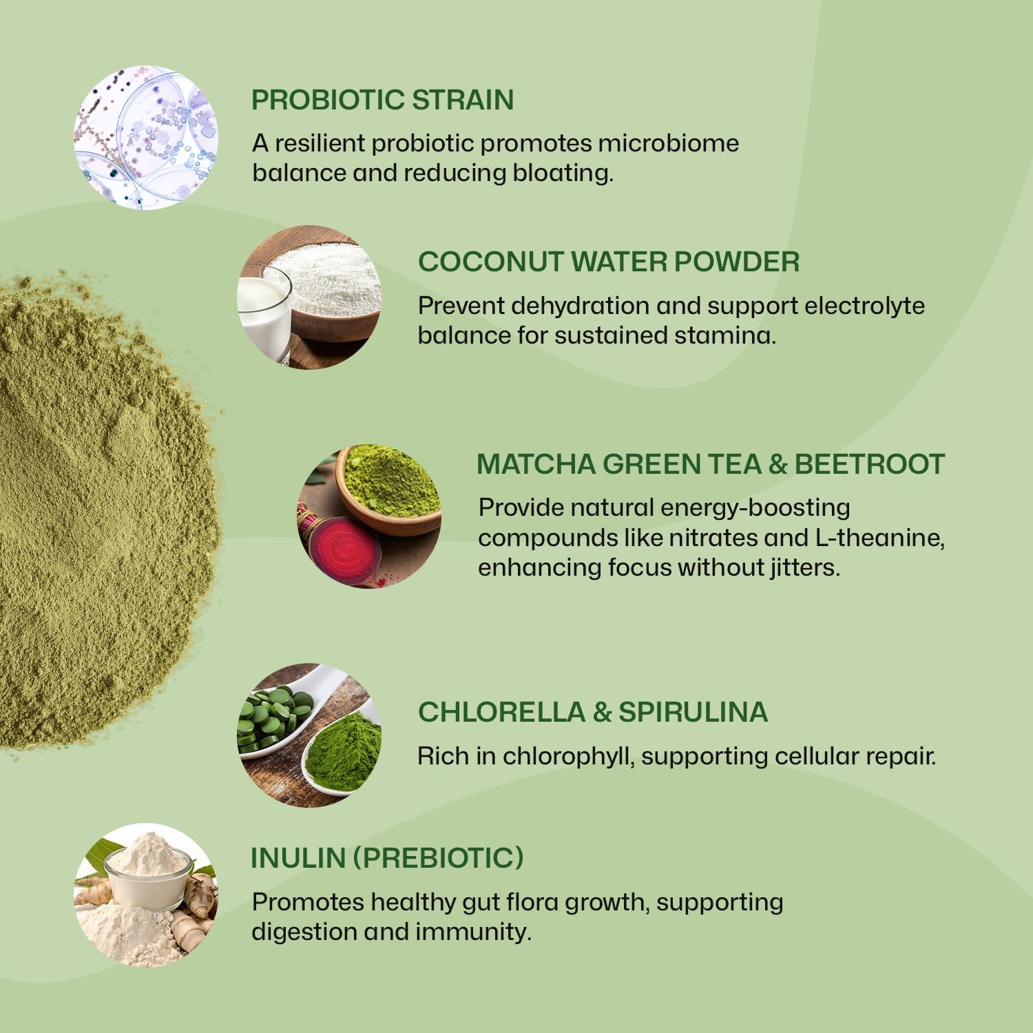 ColonBroom Superfood Greens Powder Supplement | Super Greens Juice Powder with Probiotics, Prebiotics, Spirulina & Chlorella | Natural for Energy, Immunity, Digestion & Detox Support | 28 Servings