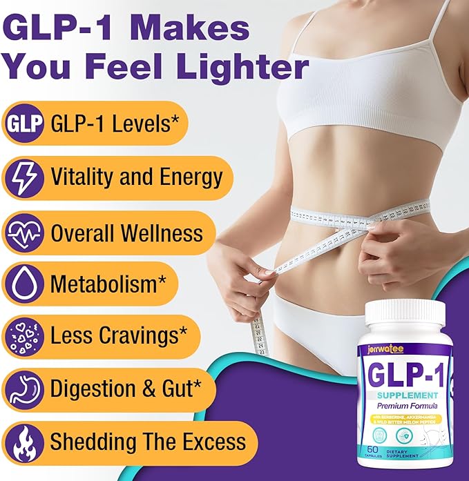 GLP-1 Supplements Women & Men, 14-in-1 GLP1 for Daily GLPl Level*,Metabolism*, Digestion & Energy, 5X Advance Formulate GLP 1 with Akkermansia Probiotic, 60 Caps