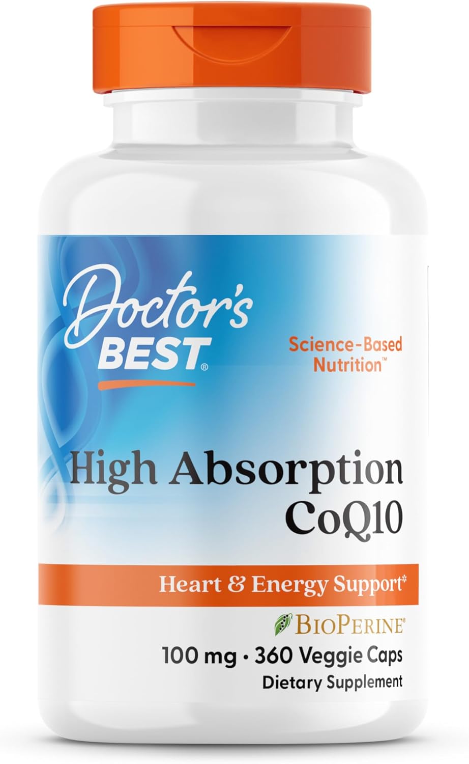 Doctor's Best High Absorption CoQ10 with BioPerine, Gluten Free, Naturally Fermented, Vegan, Heart Health & Energy Production, 100 mg 360 Veggie Caps(Pack of 1)