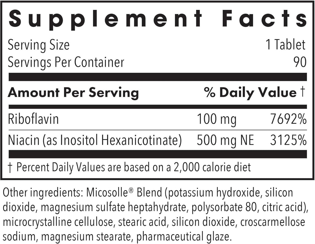 Optimox ATP Cofactors Supplement - Vitamin B Complex for Men & Women, Vitamin B2, Vitamin B3, 100mg Riboflavin, 500mg Niacin, High Potency Tablets - 90 Count