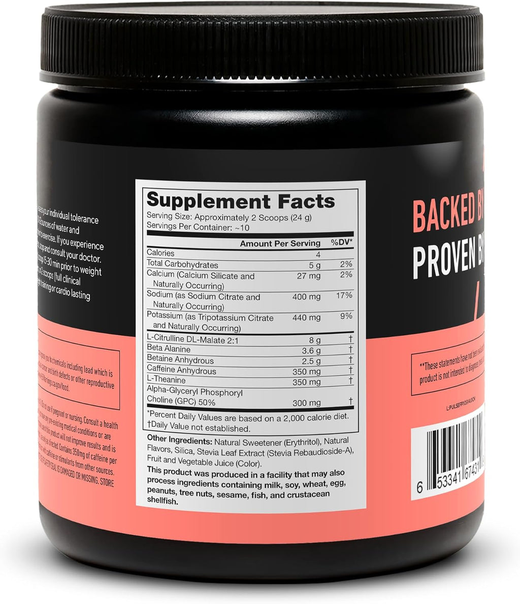LEGION- All Natural Nitric Oxide Preworkout Drink to Boost Energy, Creatine Free, Naturally Sweetened, Beta Alanine, Citrulline, Alpha GPC (Fruit Punch 10 Servings)