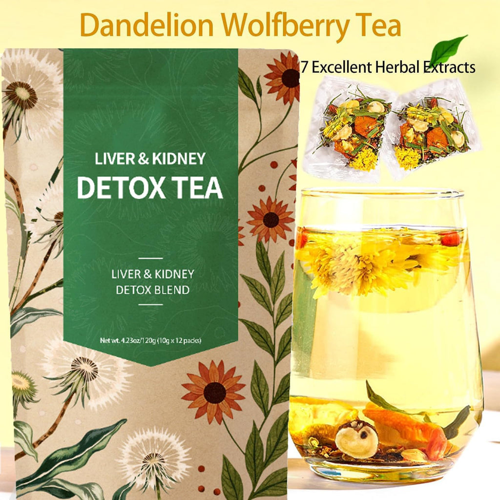 Liver & Kidney Detox Tea - Dandelion Wolfberry Tea, 7 Herbal Ingredients Blend, Goji Berry Chrysanthemum Chinese Cassia Seed Kidney Cleanse (1)