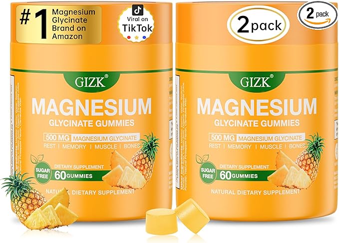 Magnesium Glycinate Gummies 500mg – Sugar Free Magnesium Gummies for Sleep, Stress, Muscle & Nerve Support – for Adults & Kids 4+, Vegan, No Melatonin (Pineapple Flavor, 120 Count)