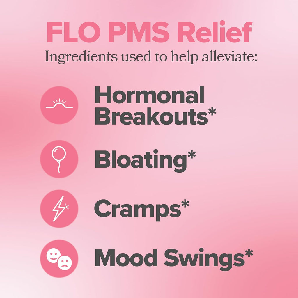O Positiv FLO PMS Gummies for Women - Proactive PMS Relief - Targets Hormonal Breakouts, Bloating, Cramps, & Mood Swings with Chasteberry, Vitamin B6, & Lemon Balm - PMS Gummies (Pack of 2)