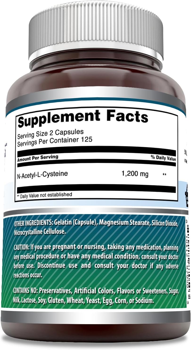 Amazing Formulas NAC (N-Acetyl-L-Cysteine) Supplement | 600 Mg per Serving | 250 Capsules | Non-GMO | Gluten Free | Made in USA