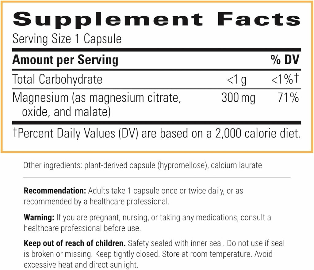 Integrative Therapeutics Tri-Magnesium - Supports Cellular Energy & Energy Metabolism*- Magnesium Supplement for Heart & Nerve Health Support* - Dairy-Free & Gluten-Free - 180 Capsules (180 Servings)