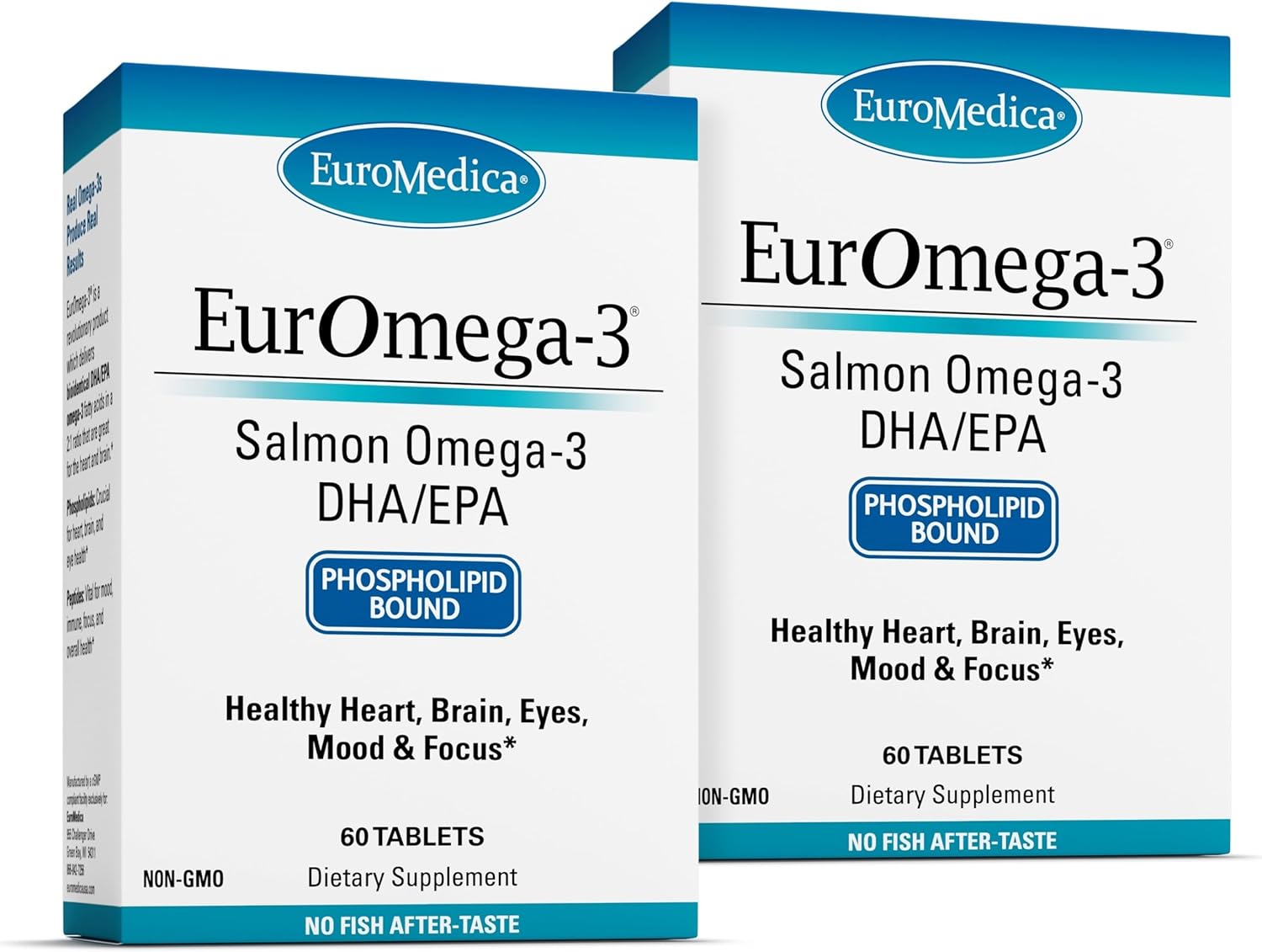 EuroMedica EurOmega-3 - Dietary Supplement with EPA & DHA - Omega-3 Tablets for Brain & Heart Health Support - Nutritional Supplement with Essential Fatty Acids & Peptides - 60 Tablets