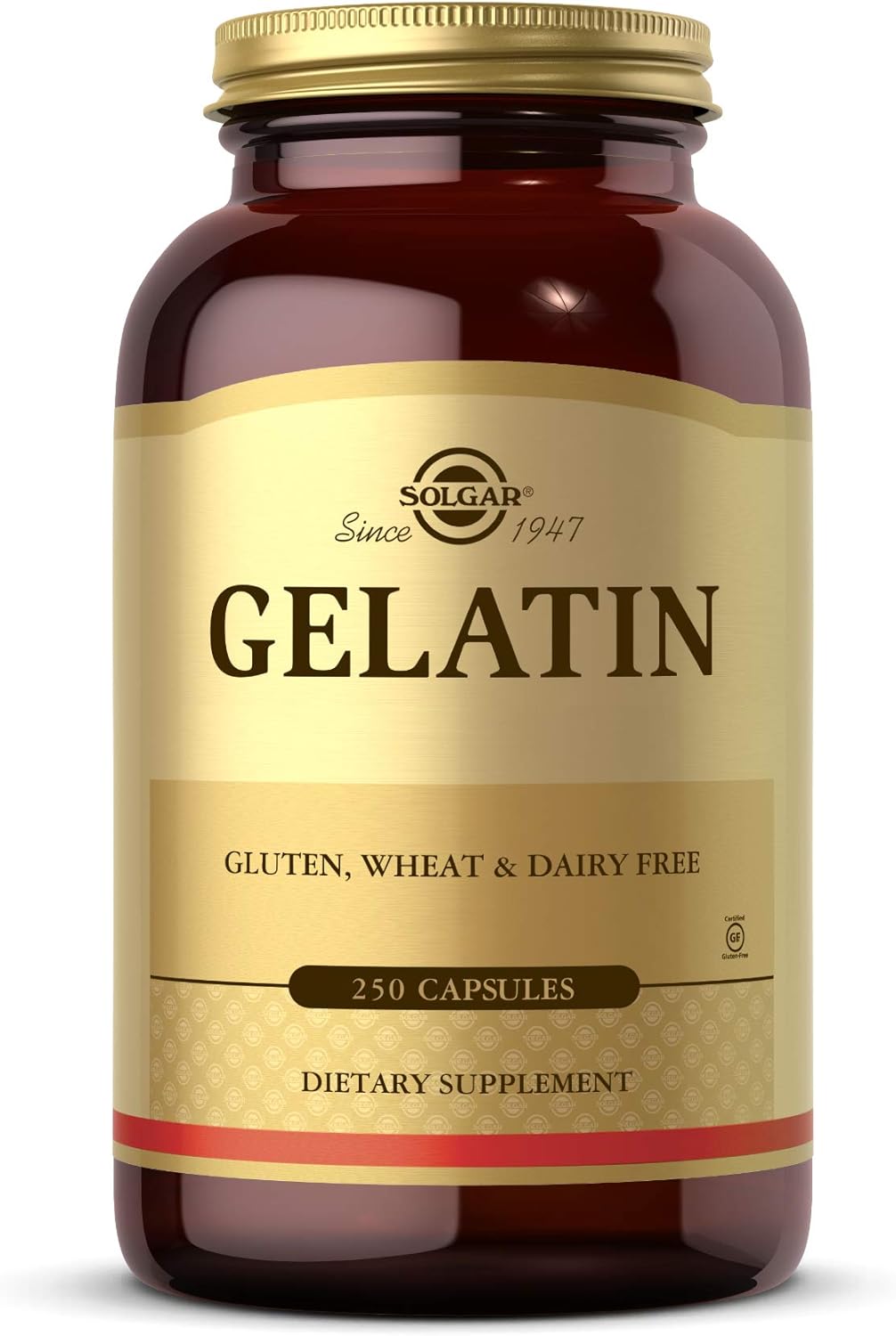 Solgar Gelatin 1680 mg, 250 Capsules - Natural Gelatin - Supports Bone, Joint & Skin Health - Gluten Free, Dairy Free - 83 Servings